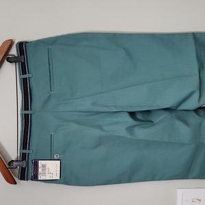 New Vintage Meadow Green Manhattan Poly Cotton Pants sz 34 casual golf belt NWT